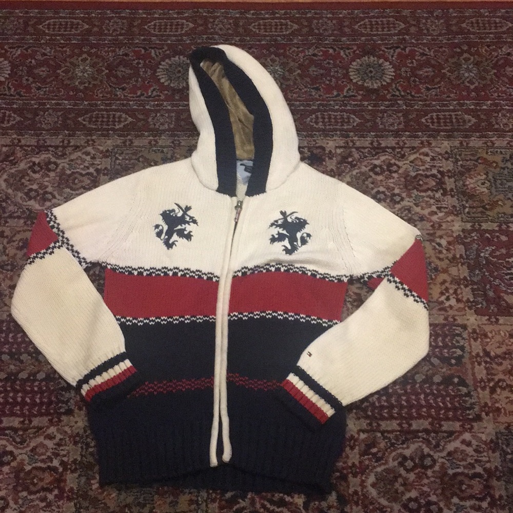 Tommy Hilfiger Cotton Zip up Sweater Lion